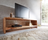 DELIFE Lowboard Live-Edge 165 cm Akazie Natur 1 Fach Baumkante, Fernsehtische, Baumkantenmöbel, Massivholzmöbel, Massivholz, Baumkante, Wolf Live Edge