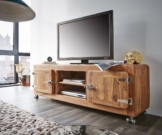 DELIFE Lowboard Zakarya 155 cm Sheesham Natur 2 Türen Massiv, Fernsehtische