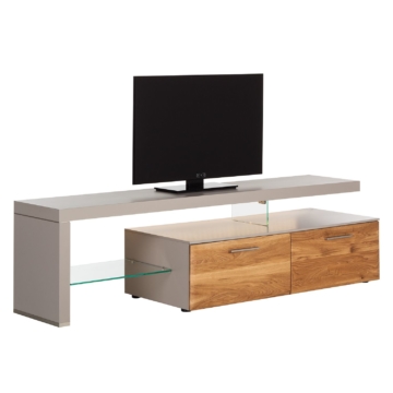 TV-Lowboard Solano I - Mit Beleuchtung - Asteiche / Platingrau - Mit TV-Bank links