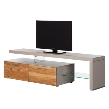 TV-Lowboard Solano I - Ohne Beleuchtung - Asteiche / Platingrau - Mit TV-Bank rechts