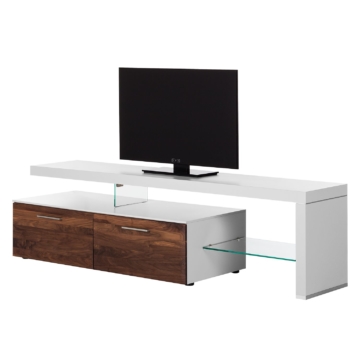 TV-Lowboard Solano I - Ohne Beleuchtung - Nussbaum / Weiß - Mit TV-Bank rechts