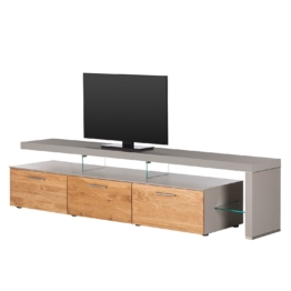TV-Lowboard Solano II - Ohne Beleuchtung - Asteiche / Platingrau - Mit TV-Bank rechts
