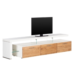TV-Lowboard Solano II - Ohne Beleuchtung - Asteiche / Weiß - Mit TV-Bank links