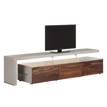 TV-Lowboard Solano II - Ohne Beleuchtung - Nussbaum / Platingrau - Mit TV-Bank links